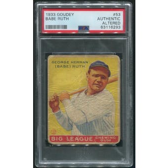 1933 Goudey Baseball #53 Babe Ruth PSA Authentic (Altered)