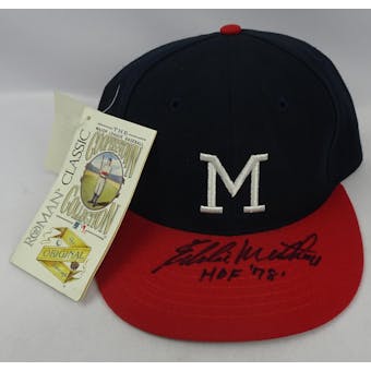 Eddie Mathews Autographed Milwaukee Braves Fitted Baseball Hat (HOF '78) (7 1/8) JSA RR92208 (Reed Buy)