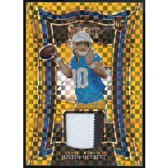 2020 Select Rookie Swatches Prizm Gold #RSJHE Justin Herbert #/10 (Reed Buy)