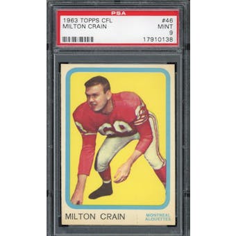 1963 Topps CFL #46 Milton Crain PSA 9 *0138 (Reed Buy)