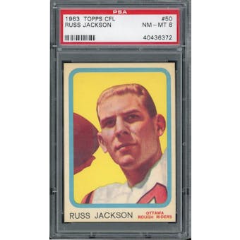 1963 Topps CFL #50 Russ Jackson PSA 8 *6372 (Reed Buy)