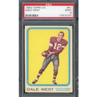 1963 Topps CFL #61 Dale West PSA 9 *0157 (Reed Buy)
