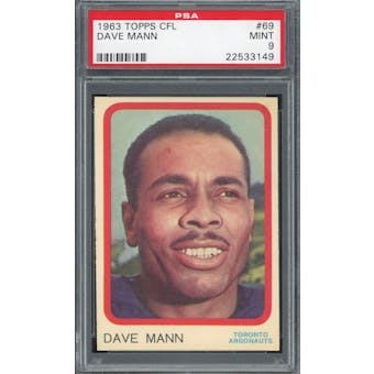 1963 Topps CFL #69 Dave Mann PSA 9 *3149 (Reed Buy)