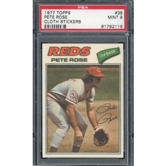 1977 Topps Cloth Stickers #38 Pete Rose PSA 9 *2116 (Reed Buy)