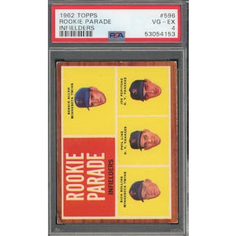1962 Topps #596 Rookie Parade Infielders Joe Pepitone RC PSA 4 *4153 (Reed Buy)