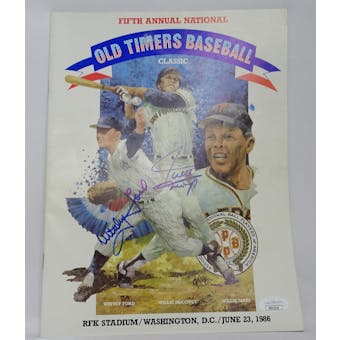 Wille Mays/ Whitey Ford Autographed "Old Timers Day 1986" Magazine JSA RR92328 (Reed Buy)