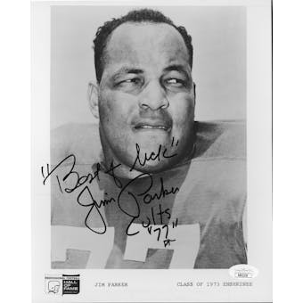 Jim Parker Hall of Fame Autographed 8x10 B&W Photo JSA RR92320 (Reed Buy)