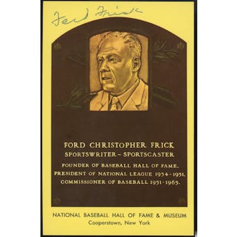 Ford Frick Autographed Baseball HOF Plaque Postcard JSA RR47440 (Reed Buy)