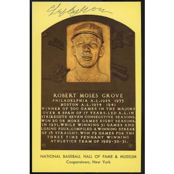 Lefty Grove Autographed Baseball HOF Plaque Postcard JSA RR47443 (Reed Buy)