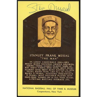 Stan Musial Autographed Baseball HOF Plaque Postcard JSA RR47449 (Reed Buy)