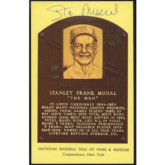 Stan Musial Autographed Baseball HOF Plaque Postcard JSA RR47451 (Reed Buy)