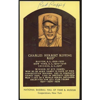 Red Ruffing Autographed Baseball HOF Plaque Postcard JSA RR47453 (Reed Buy)