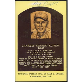 Red Ruffing Autographed Baseball HOF Plaque Postcard JSA RR47454 (Reed Buy)