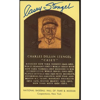 Casey Stengel Autographed Baseball HOF Plaque Postcard JSA RR47511 (Reed Buy)