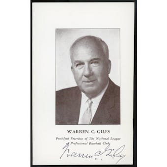 Warren Giles Autographed Photo Postcard JSA RR47485 (Reed Buy)
