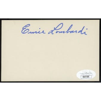 Ernie Lombardi Autographed Index Card JSA RR47388 (Reed Buy)