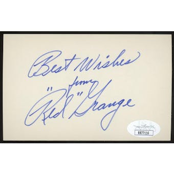 Red Grange Autographed Index Card JSA RR77116 (Reed Buy)