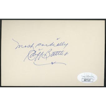 Cliff Battles Autographed Index Card (Most Cordially) JSA RR77107 (Reed Buy)