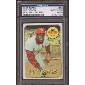1969 Topps Bob Gibson #200 Autographed Card PSA Slabbed (5035)