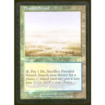 Magic the Gathering Onslaught FOIL Flooded Strand - MODERATE PLAY plus (MP+) Signed Clouding Pitting