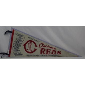 Vintage 1961 Cincinnati Reds MLB NL Champions Pennant w/ Players (Reed Buy)