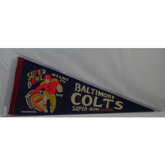 Vintage 1969 Baltimore Colts NFL Super Bowl Champions Pennant (Reed Buy)