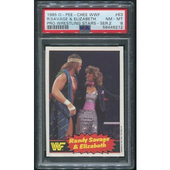 1985/86 O-Pee-Chee WWF Series 2 #63 Randy Savage & Elizabeth PSA 8 (NM-MT)