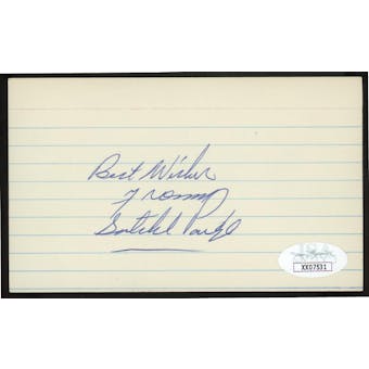Satchel Paige Autographed Index Card JSA XX07531 (Reed Buy)