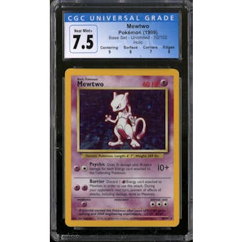 Pokemon Base Set Unlimited Mewtwo 10/102 CGC 7.5