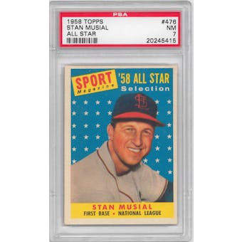 1958 Topps Baseball #476 All Star Stan Musial PSA 7 (NM) *5415