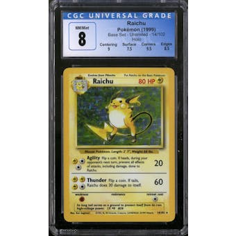 Pokemon Base Set Unlimited Raichu 14/102 CGC 8