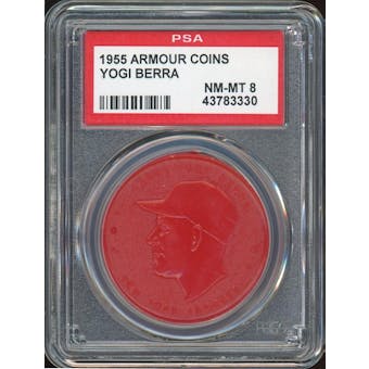1955 Armour Coins Yogi Berra Red PSA 8 *3330 (Reed Buy)