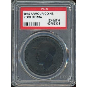 1955 Armour Coins Yogi Berra Black PSA 6 *3331 (Reed Buy)