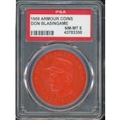 1959 Armour Coins Don Blasingame Orange PSA 8 *3359 (Reed Buy)