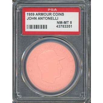 1959 Armour Coins John Antonelli Pink PSA 8 *3351 (Reed Buy)