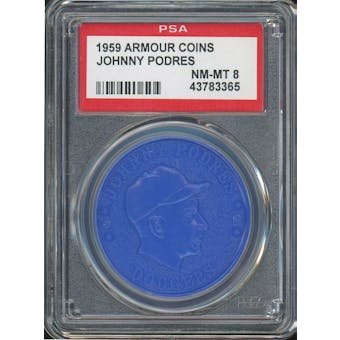 1959 Armour Coins Johnny Podres Blue PSA 8 *3365 (Reed Buy)