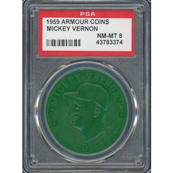 1959 Armour Coins Mickey Vernon Green PSA 8 *3374 (Reed Buy)