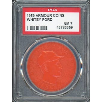 1959 Armour Coins Whitey Ford Orange PSA 7 *3359 (Reed Buy)