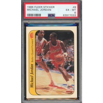 1986/87 Fleer Sticker #8 Michael Jordan PSA 6 *7033 (Reed Buy)