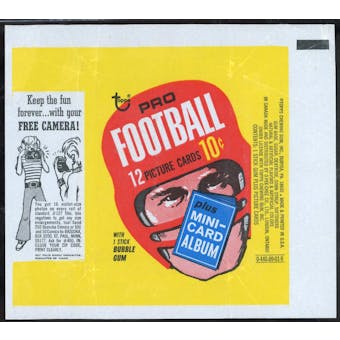 1969 Topps Football 10-Cent Wax Pack Wrapper (NM/NM-MT) - Free Camera Ad (Reed Buy)