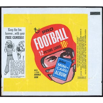 1969 Topps Football 10-Cent Wax Pack Wrapper (EX-MT) - Free Camera Ad (Reed Buy)