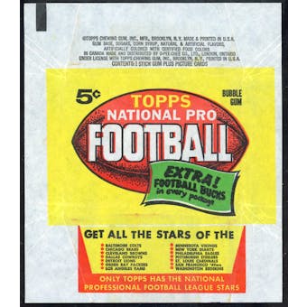1962 Topps Football 5-Cent Wax Pack Wrapper (NM/NM-MT) - Extra! Football Bucks (Reed Buy)