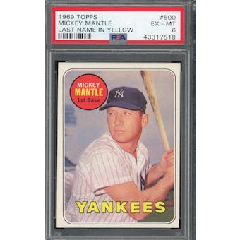 1969 Topps #500 Mickey Mantle YL PSA 6 *7518 (Reed Buy)