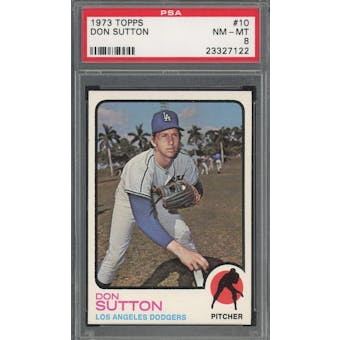 1973 Topps #10 Don Sutton PSA 8 *7122 (Reed Buy)