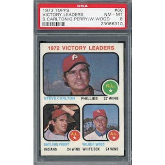 1973 Topps #66 Carlton/Perry/Wood PSA 8 *6310 (Reed Buy)