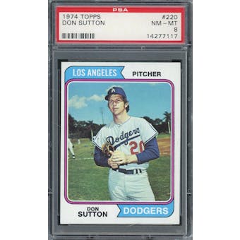1974 Topps #220 Don Sutton PSA 8 *7117 (Reed Buy)
