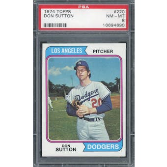 1974 Topps #220 Don Sutton PSA 8 *4690 (Reed Buy)