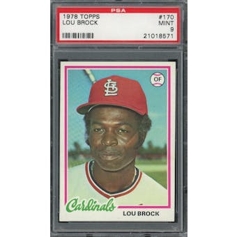 1978 Topps #170 Lou Brock PSA 9 *8571 (Reed Buy)