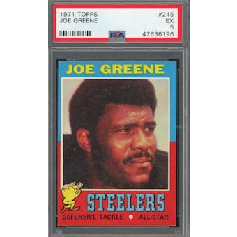 1971 Topps #245 Joe Greene RC PSA 5 *6196 (Reed Buy)