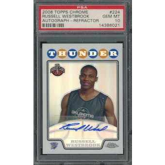 2008/09 Topps Chrome #224 Russell Westbrook RC Autograph Refractor #/145 PSA 10 *6021 (Reed Buy)